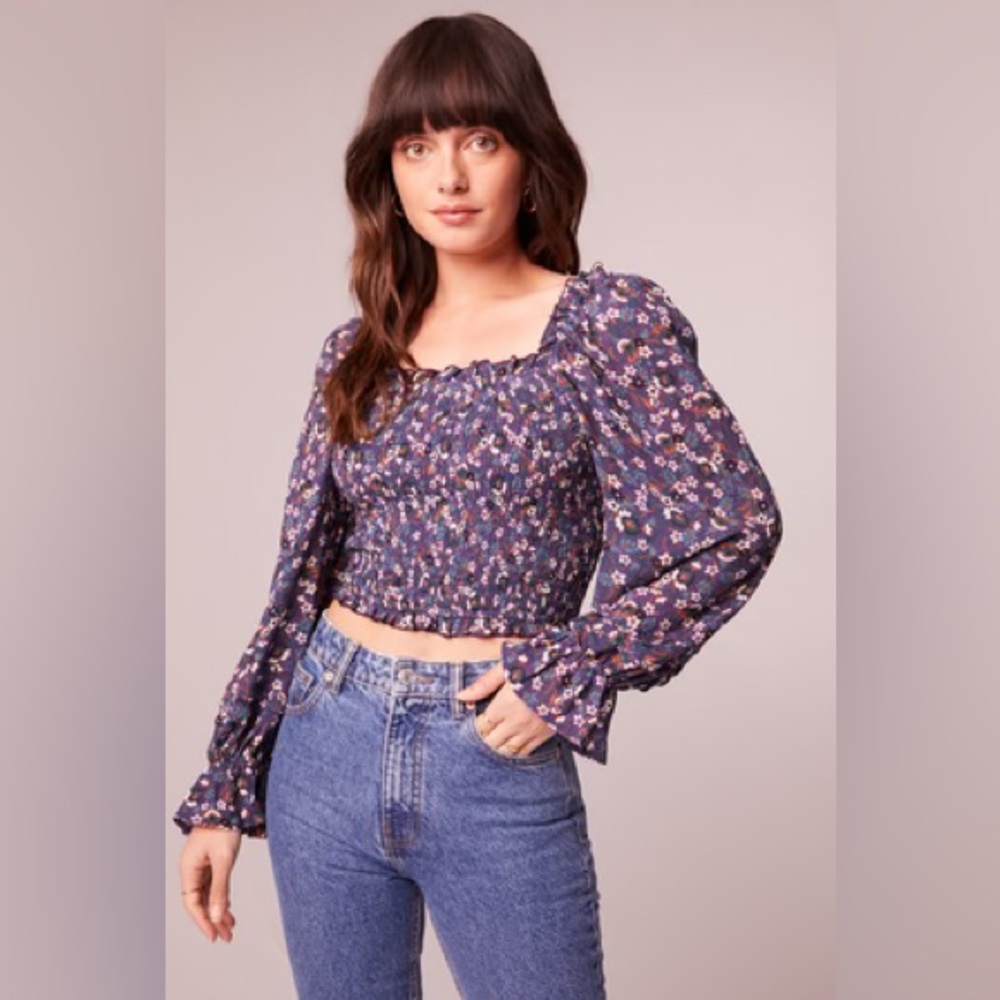 NWT Band of the free AGATHE PURPLE FLORAL SMOCKED TOP